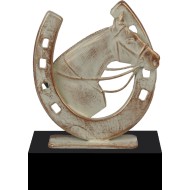 Luxe trofee paard met hoefijzer 18,5cm WBEL 743B